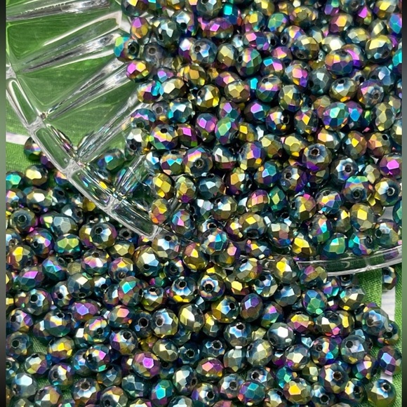 200 Multi Faceted Briolette Rondelle Crystal Glass Beads Jewelry Making DIY Bulk - Picture 7 of 16